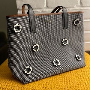 Kate Spade Tweed Flower Appliqué Large Tote